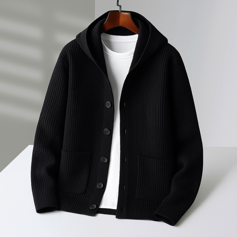 Luné® | Owen — Casual Geribd Vest met Capuchon