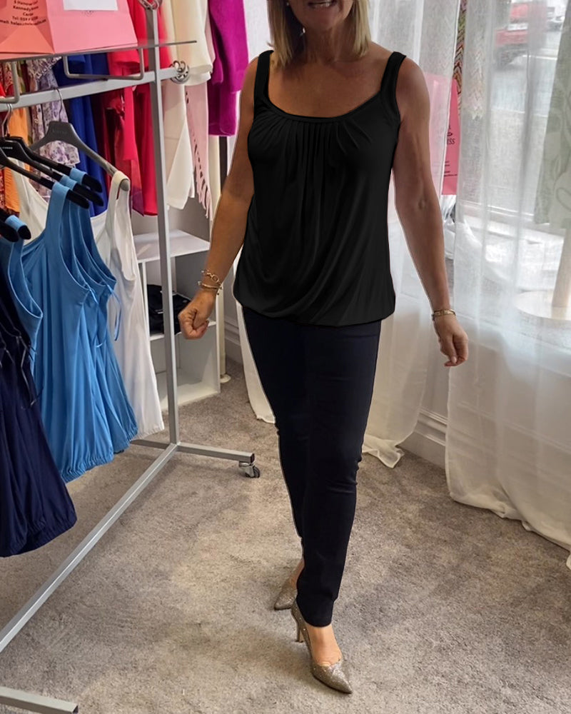 Luné® | Sofia — Elegante Mouwloze Top met Verfijnde Plooien