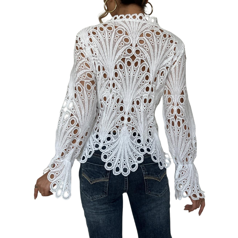 SARAH™ – Moderne Holle Detail Blouse