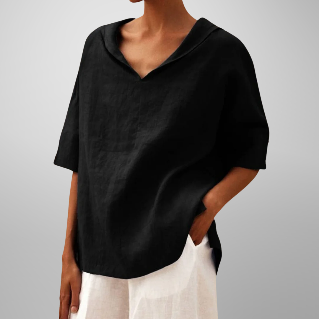 Luné® | Lucy — Verfijnde Losvallende Katoenen Blouse