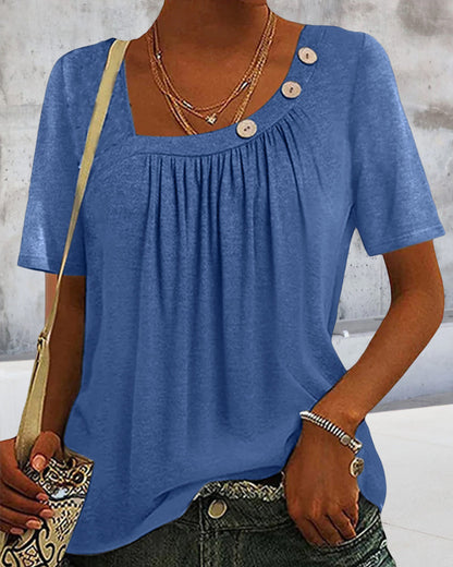 Laluna® | Comfortabele effen top met korte mouwen
