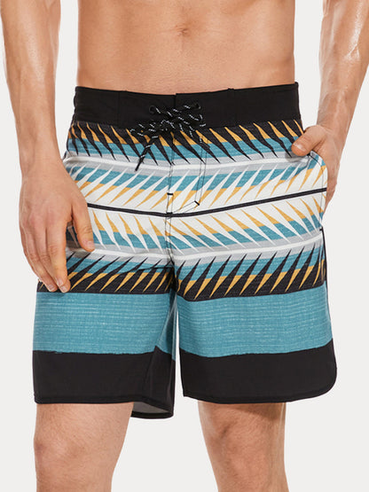 Men's Quick-Dry Multi-Pocket Printed Swim Trunks