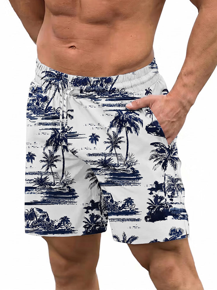 Quick-Dry Printed Swim Trunks with Compression Lining (US Only)