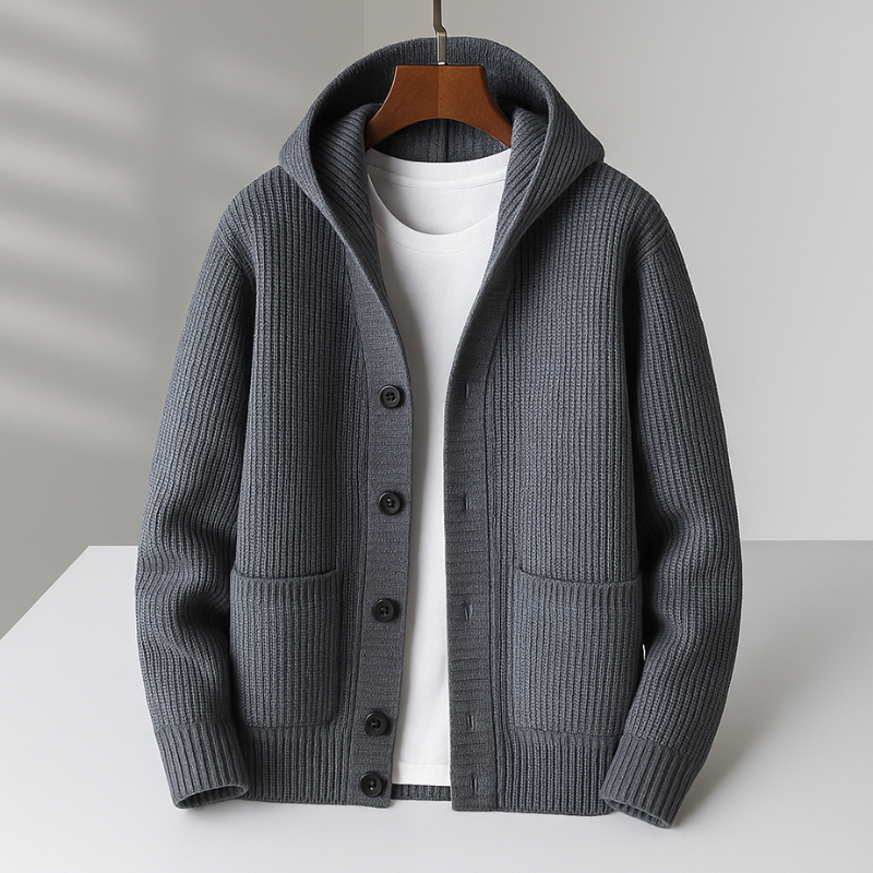 Luné® | Owen — Casual Geribd Vest met Capuchon