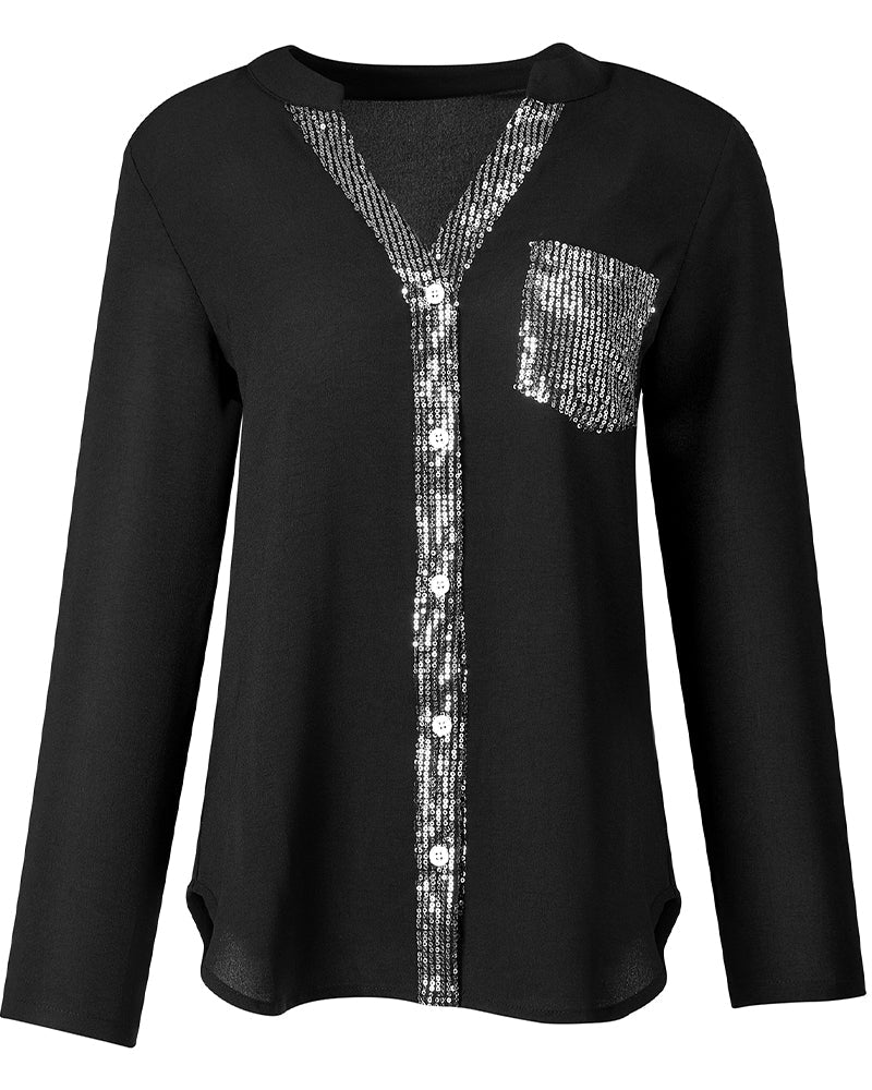 Casual Top met Pailletten Details