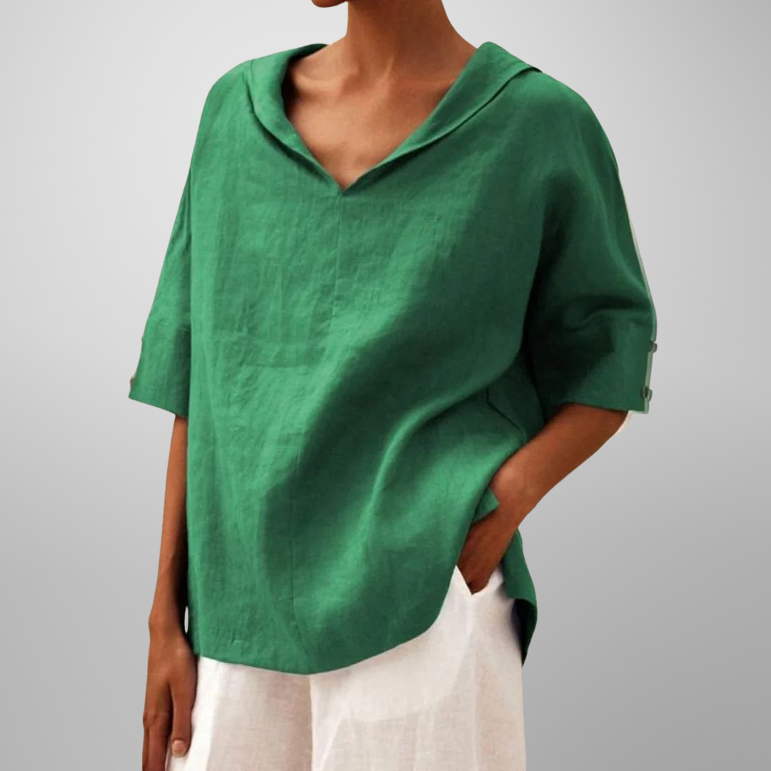 Luné® | Lucy — Verfijnde Losvallende Katoenen Blouse