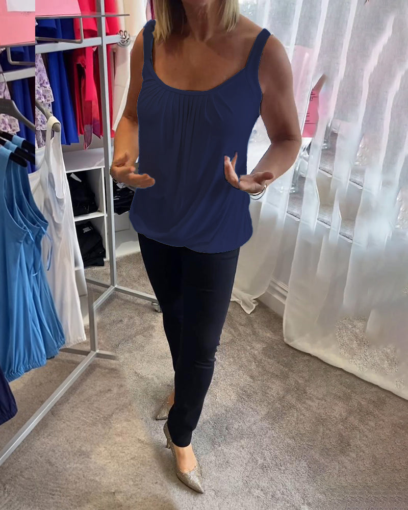 Luné® | Sofia — Elegante Mouwloze Top met Verfijnde Plooien