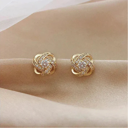 Luné® | Celeste — Gouden Spiraaloorbellen met Kristallen