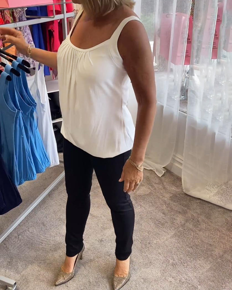 Luné® | Sofia — Elegante Mouwloze Top met Verfijnde Plooien
