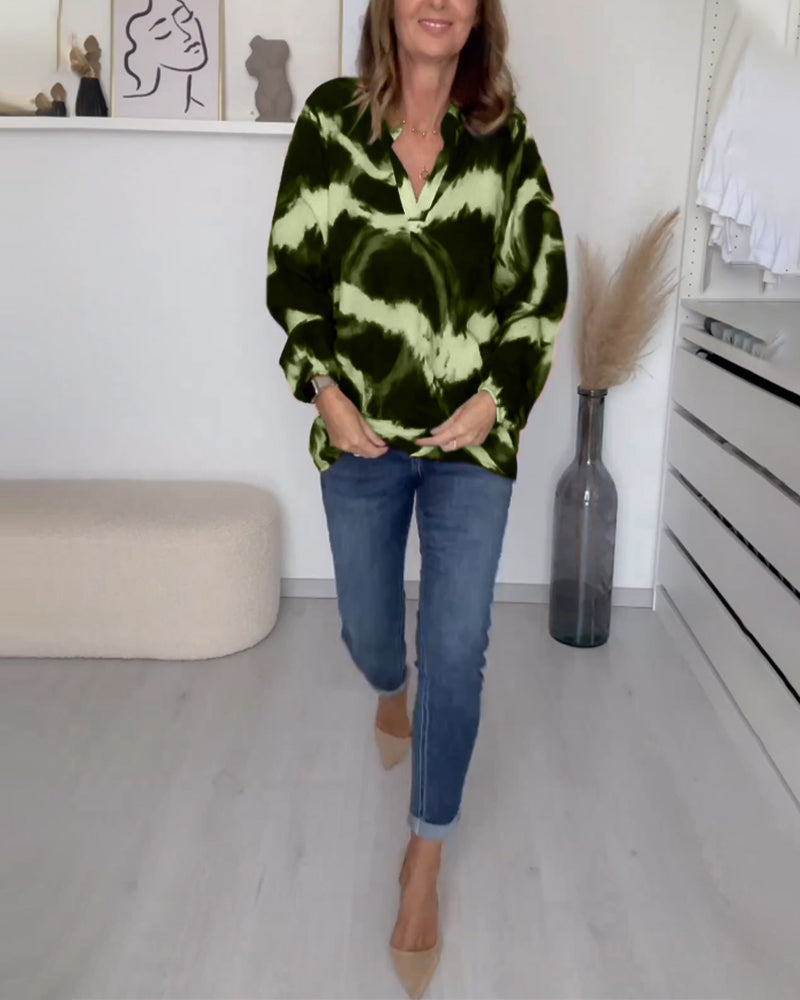Laluna® | Bedrukte casual top met V-hals