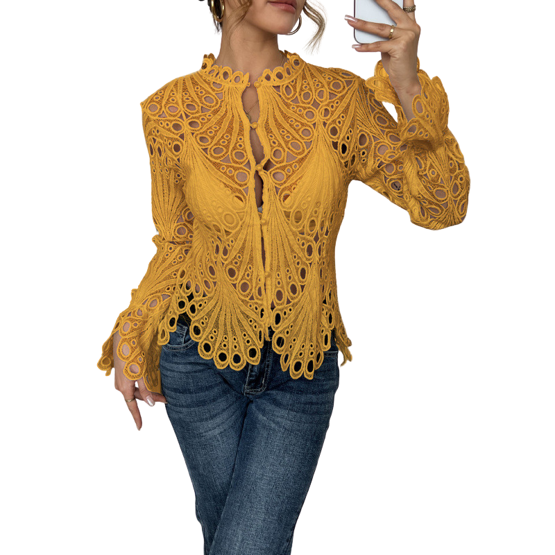 SARAH™ – Moderne Holle Detail Blouse