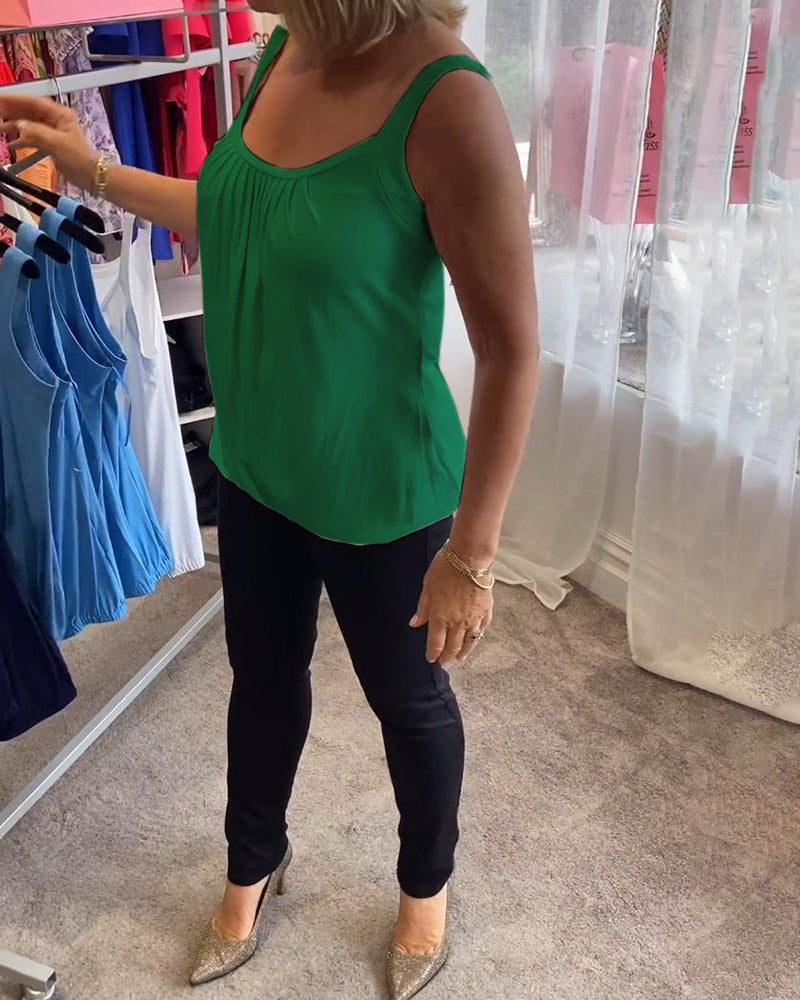 Luné® | Sofia — Elegante Mouwloze Top met Verfijnde Plooien