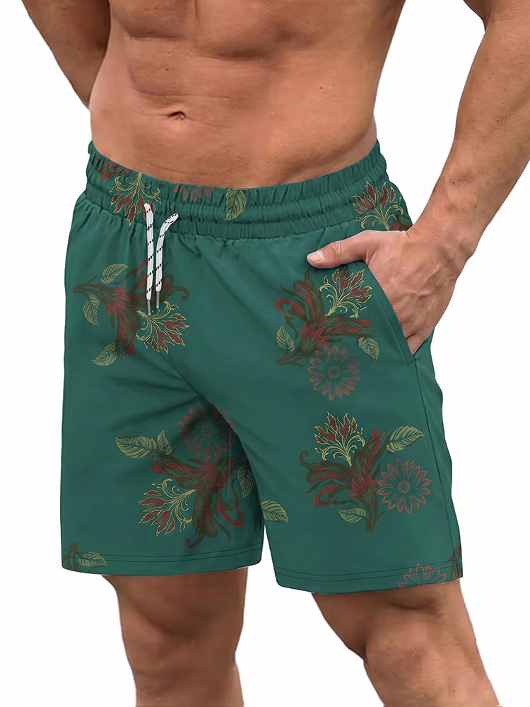 Quick-Dry Printed Swim Trunks with Compression Lining (US Only)