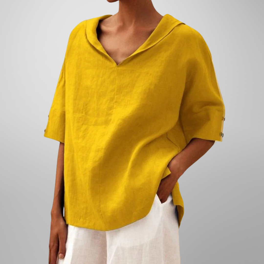 Luné® | Lucy — Verfijnde Losvallende Katoenen Blouse