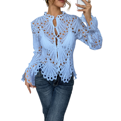 SARAH™ – Moderne Holle Detail Blouse