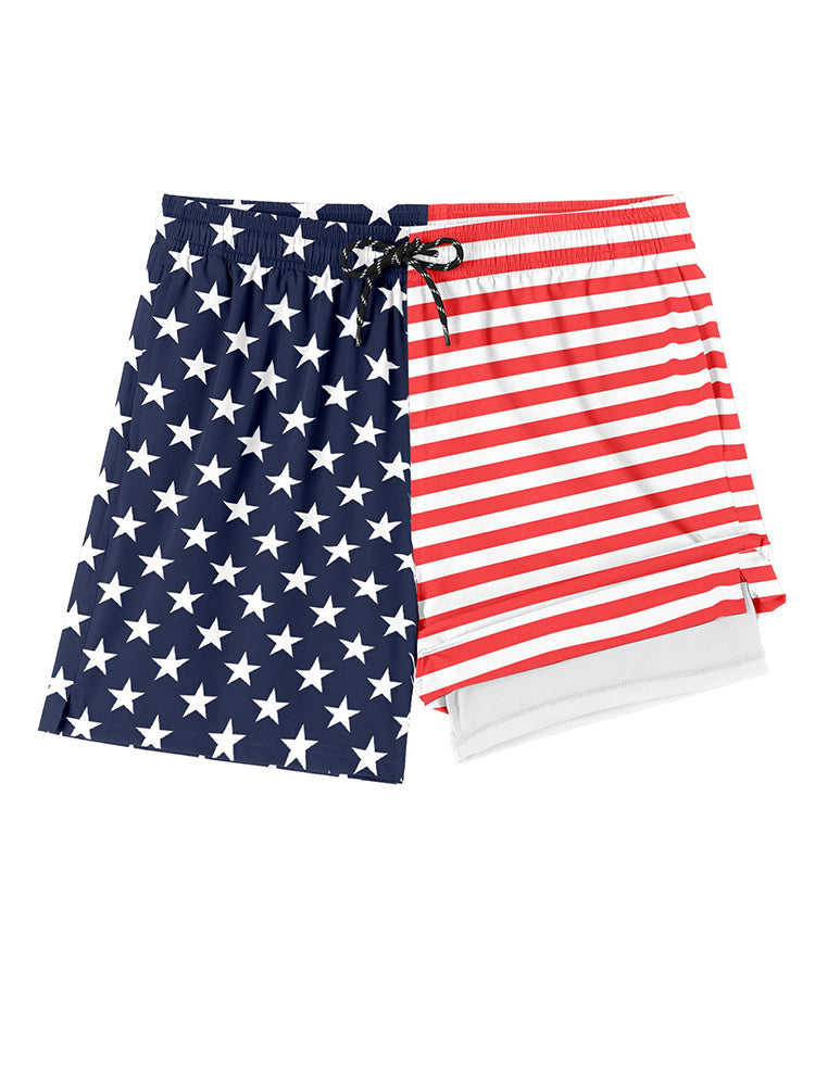 Quick-Dry Printed Swim Trunks with Compression Lining (US Only)