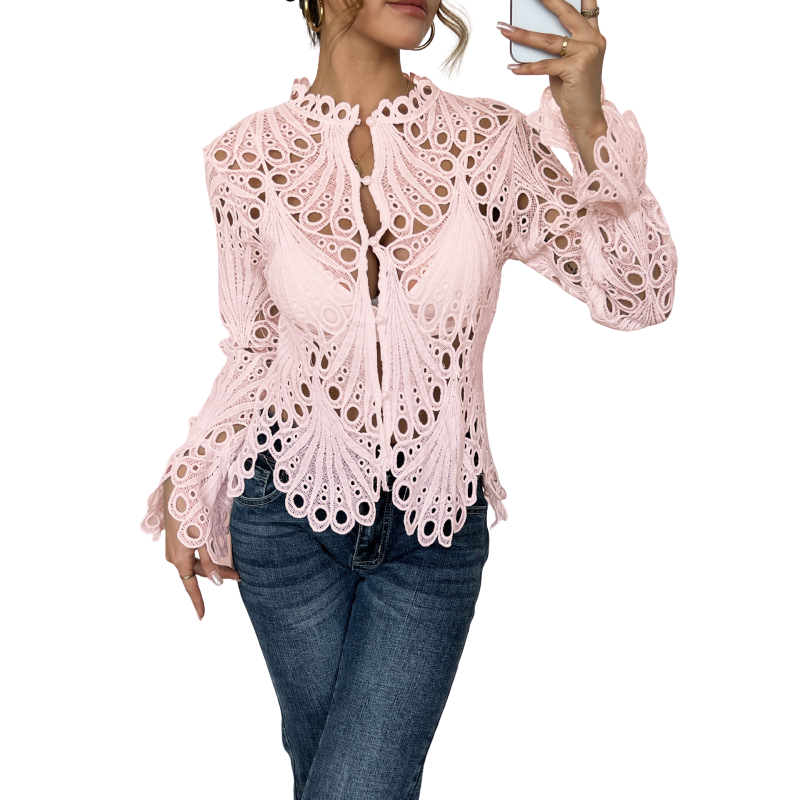 SARAH™ – Moderne Holle Detail Blouse