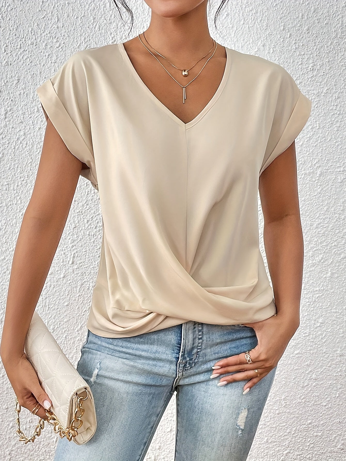 Laluna® |  Casual T-shirt met sweetheart halslijn