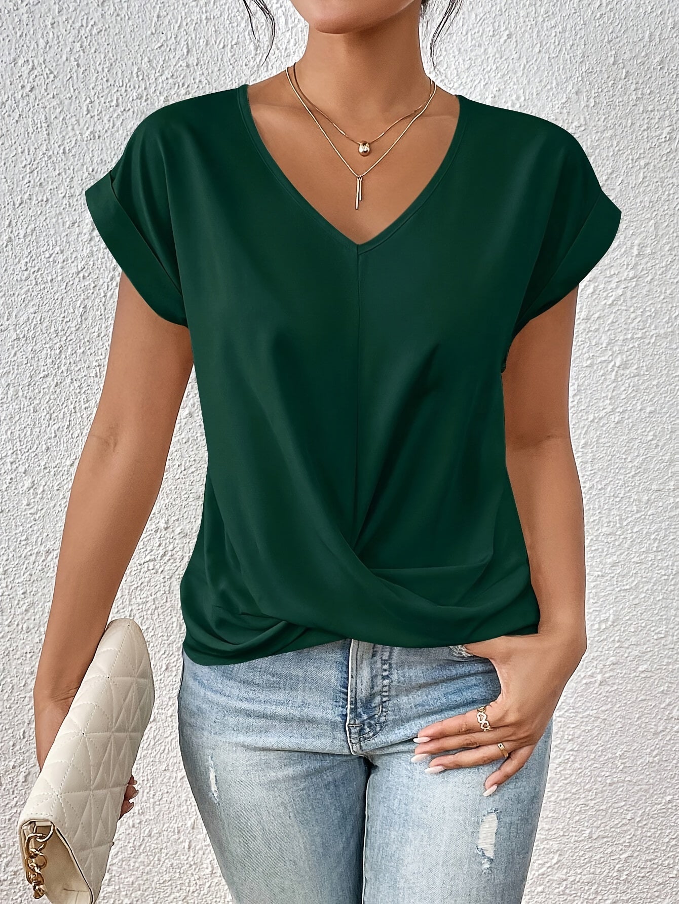 Laluna® |  Casual T-shirt met sweetheart halslijn