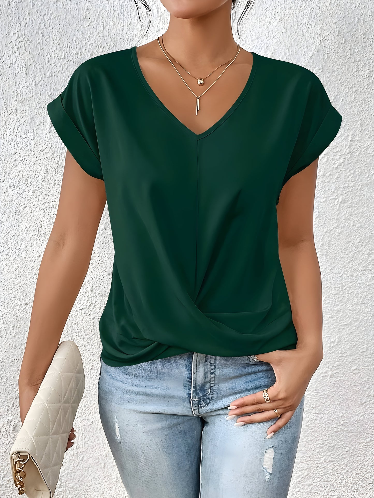 MEIKA™ – Klassieke Twist Detail V-Hals Top
