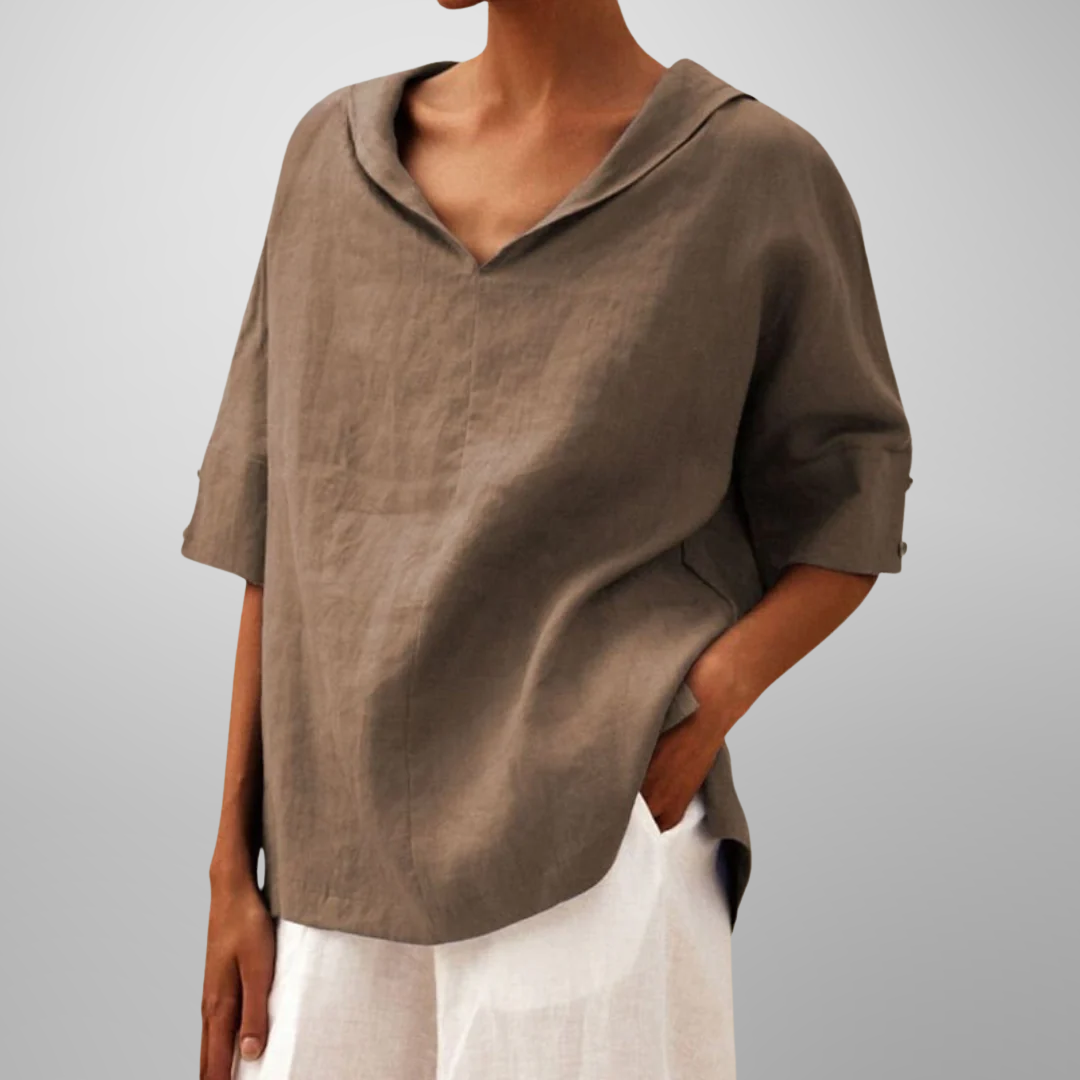 Luné® | Lucy — Verfijnde Losvallende Katoenen Blouse