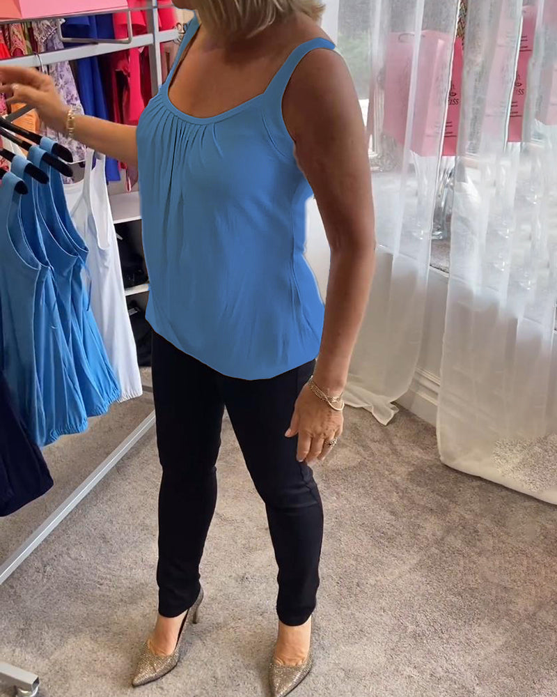 Luné® | Sofia — Elegante Mouwloze Top met Verfijnde Plooien