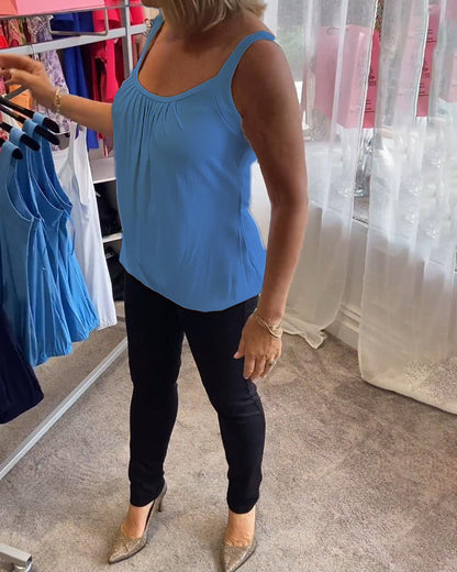 Luné® | Sofia — Elegante Mouwloze Top met Verfijnde Plooien