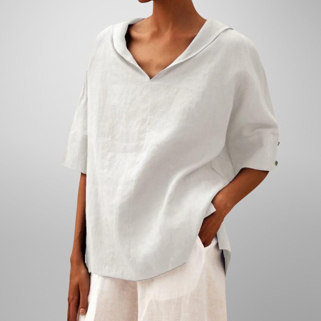Luné® | Lucy — Verfijnde Losvallende Katoenen Blouse