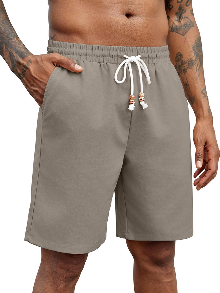Casual Drawstring Linen Blend Shorts (US Only)