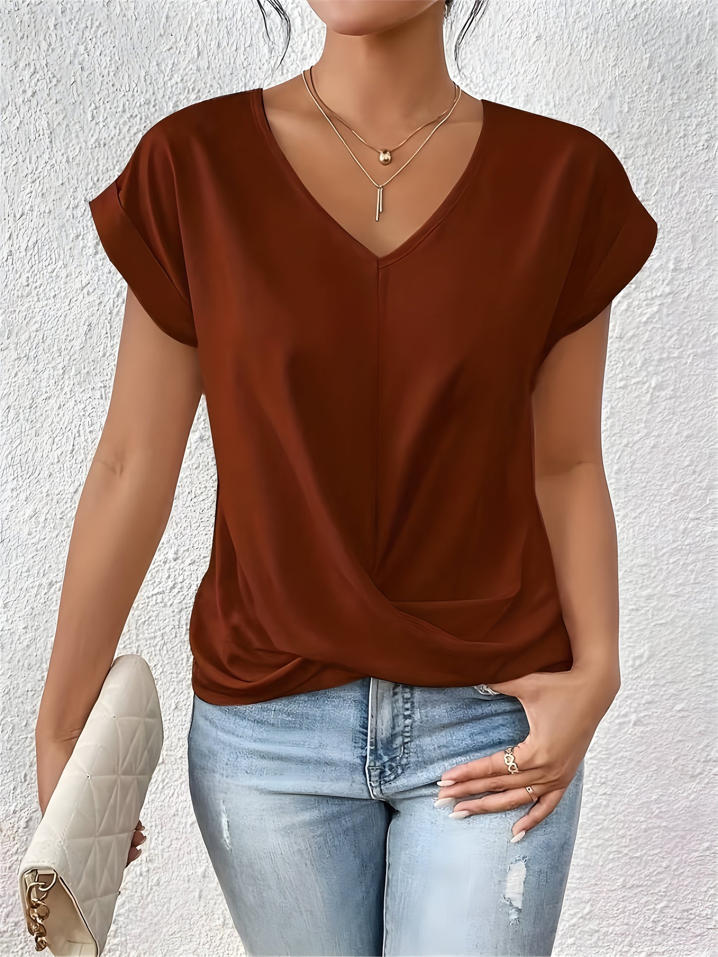 MEIKA™ – Klassieke Twist Detail V-Hals Top