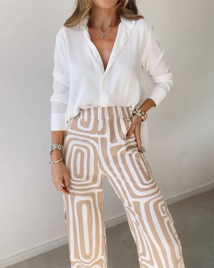 Luné® | Gabriella — Elegante 3-Delige Dameset met Pantalon, Blouse & Riem