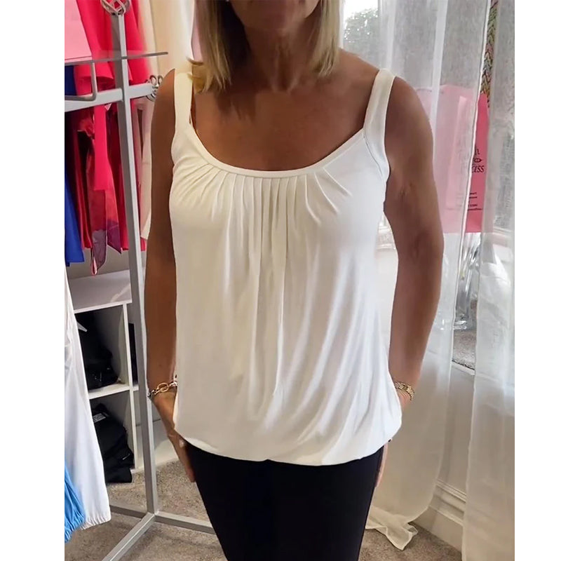 Luné® | Sofia — Elegante Mouwloze Top met Verfijnde Plooien