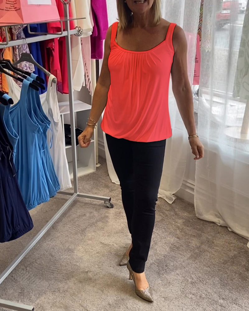Luné® | Sofia — Elegante Mouwloze Top met Verfijnde Plooien