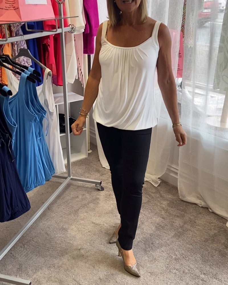 Luné® | Sofia — Elegante Mouwloze Top met Verfijnde Plooien