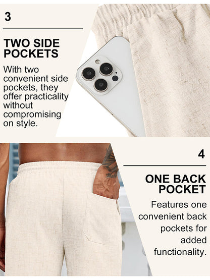 Casual Drawstring Linen Blend Shorts (US Only)