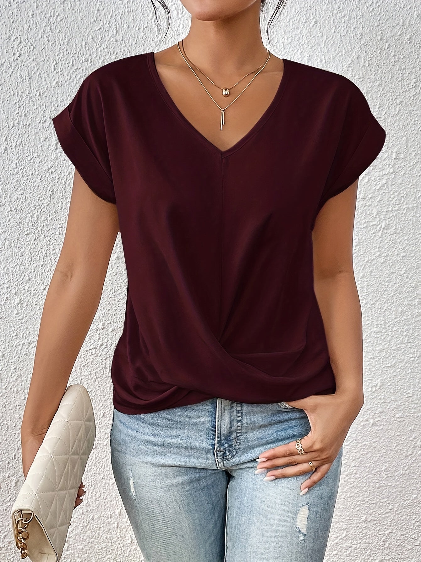 Laluna® |  Casual T-shirt met sweetheart halslijn