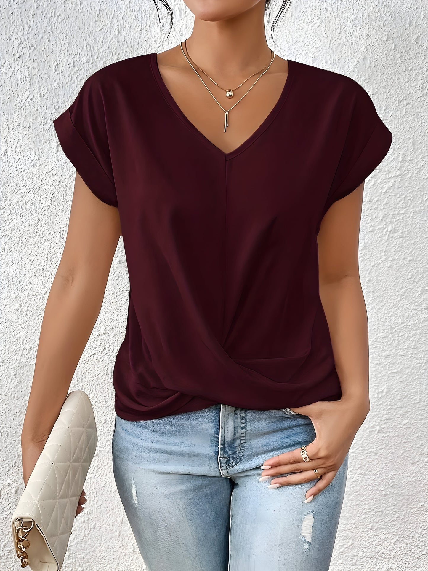 MEIKA™ – Klassieke Twist Detail V-Hals Top