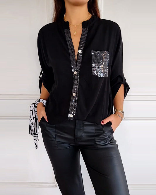 Casual Top met Pailletten Details