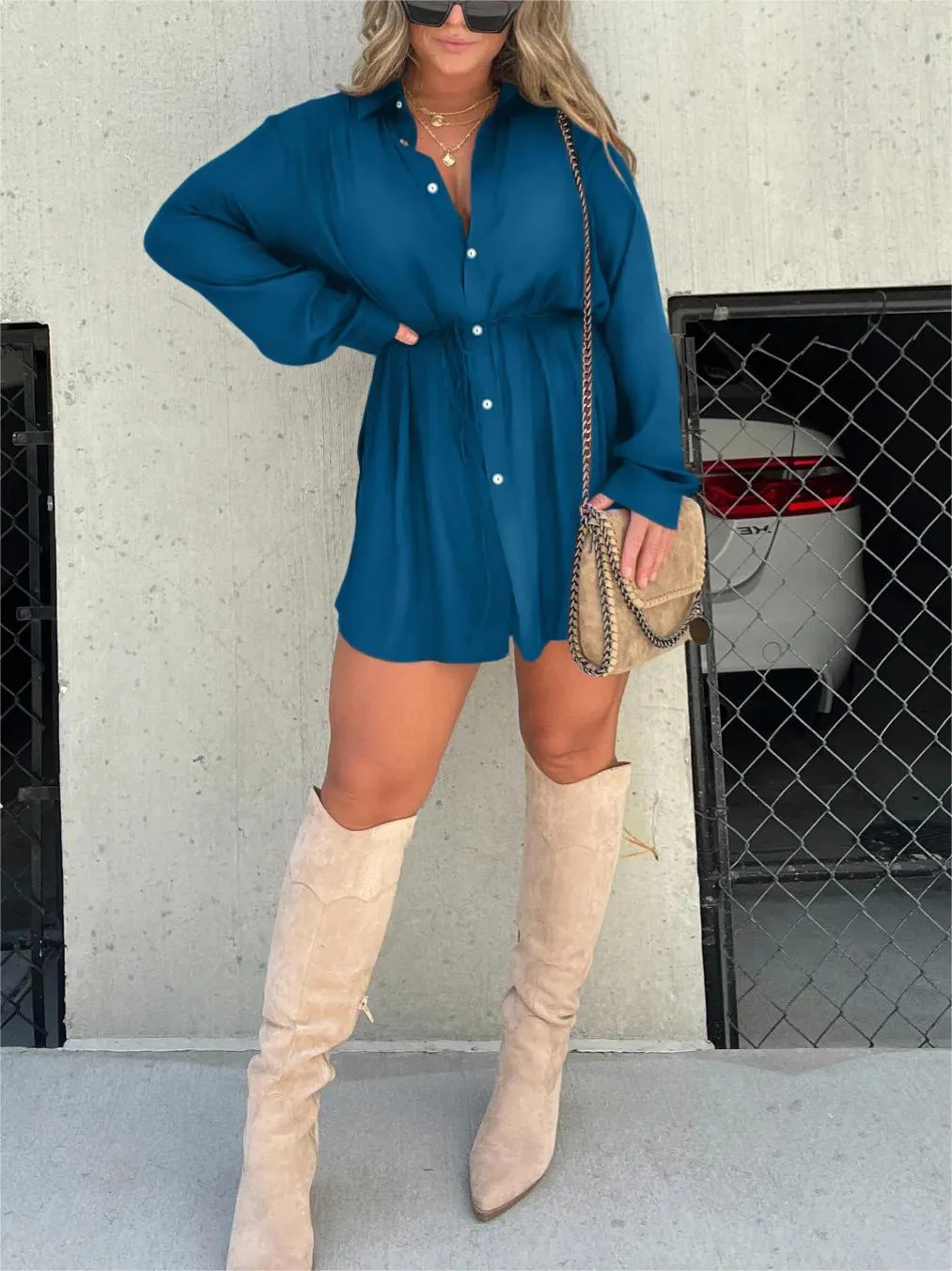 Laluna® | Trendy Satijnen Romper Jurk