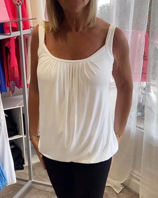 Luné® | Sofia — Elegante Mouwloze Top met Verfijnde Plooien