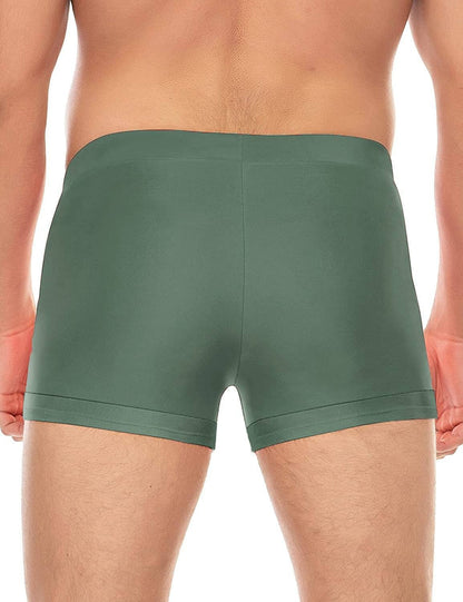 Men's Swimwear Swimsuits Solid Basic Swim Boxer Trunks Board Shorts with Zipper Pockets