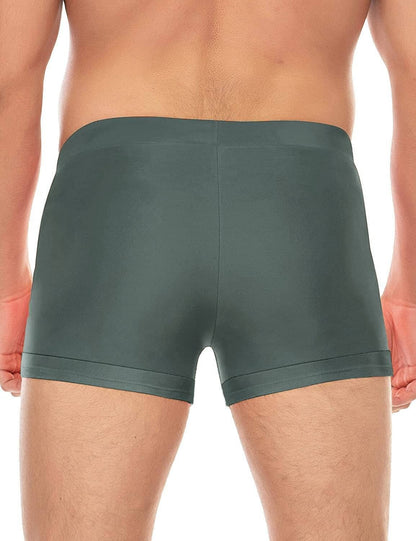 Men's Swimwear Swimsuits Solid Basic Swim Boxer Trunks Board Shorts with Zipper Pockets
