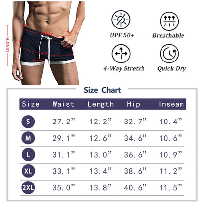 Men's Swimwear Swimsuits Solid Basic Swim Boxer Trunks Board Shorts with Zipper Pockets