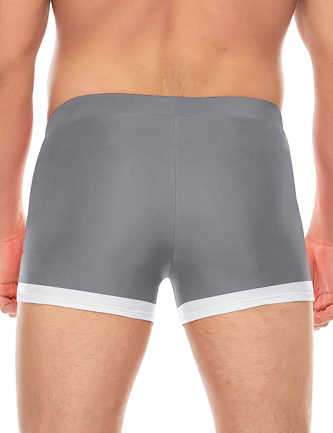 Men's Swimwear Swimsuits Solid Basic Swim Boxer Trunks Board Shorts with Zipper Pockets