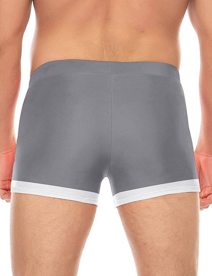 Men's Swimwear Swimsuits Solid Basic Swim Boxer Trunks Board Shorts with Zipper Pockets