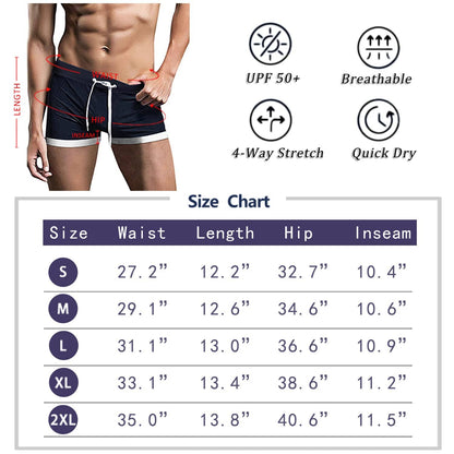 Men's Swimwear Swimsuits Solid Basic Swim Boxer Trunks Board Shorts with Zipper Pockets