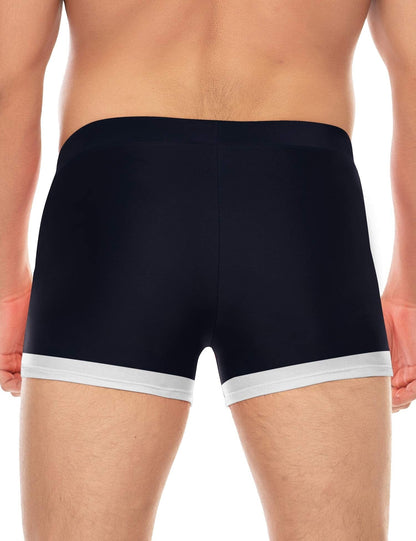 Men's Swimwear Swimsuits Solid Basic Swim Boxer Trunks Board Shorts with Zipper Pockets