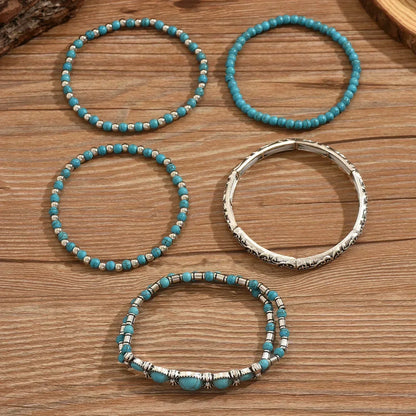 Luné® | Elara — Verfijnde Armbandenset met Turquoise Kralen