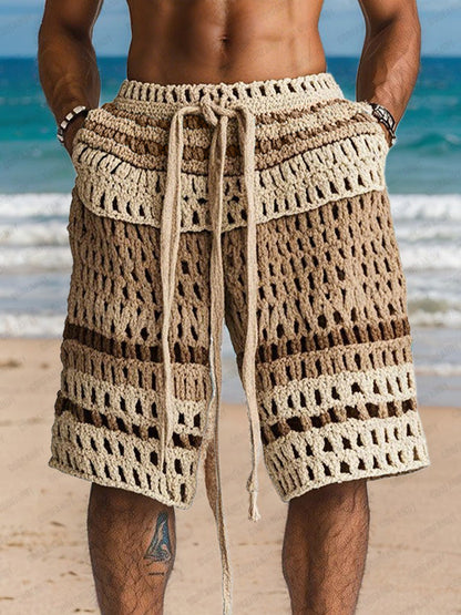 Casual Resort Knit Braided Shorts