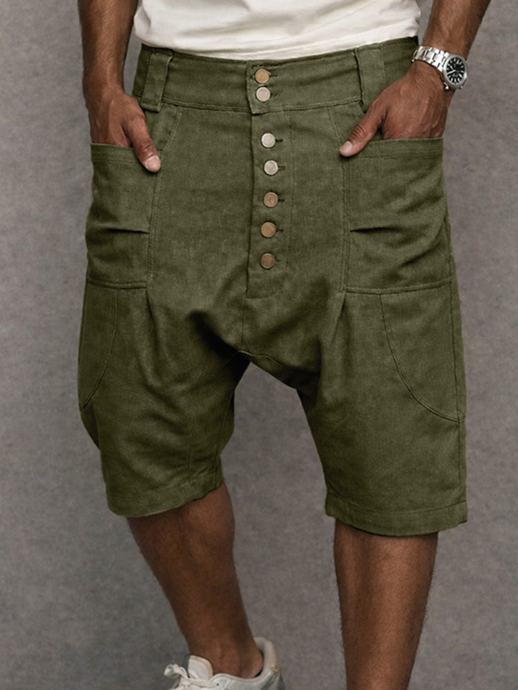 Casual 100% Cotton Drop Crotch Harem Shorts